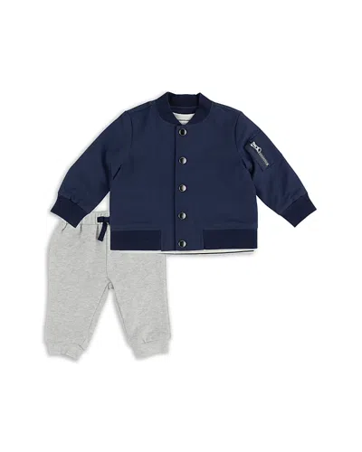 Miniclasix Boys' Bomber Jacket, Top & Pant Set - Baby In Navy