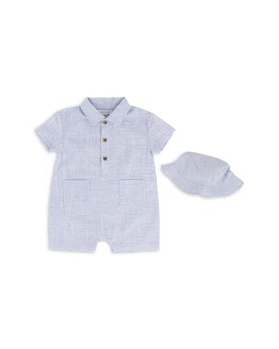 Miniclasix Boys' Striped Romper & Hat Set - Baby In Blue