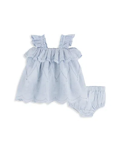 Miniclasix Girls' Eyelet Dress & Panty Set - Baby In Blue
