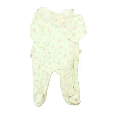 Pre-owned Miniclasix Kids' Girls Ivory Floral Long Sleeve Outfit In Multi