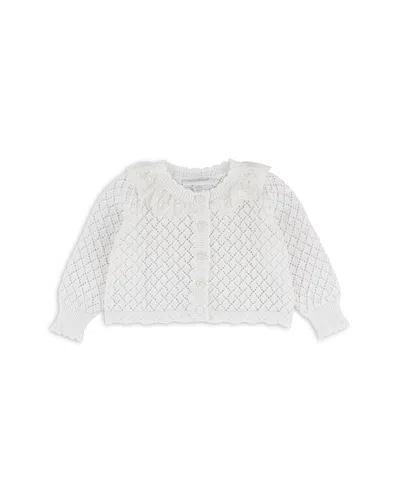 Miniclasix Girls' Pointelle Cardigan Sweater - Baby In White