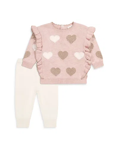 Miniclasix Girls' Ruffle Sweater Top & Pants Set - Baby In Pink