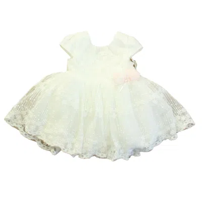Pre-owned Miniclasix Kids' Girls White Special Occasion Dress
