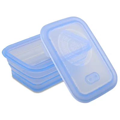 Minimal Collapsible Silicone Food Storage Container Set Of 6 - 660 ml - Blue