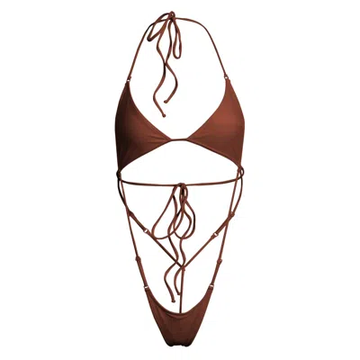Minimale Animale Women's Bijou Onesie One Piece Swimsuit - Skinny Dip Brown