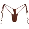 Minimale Animale Women's Sanctuary Tassel Thong Bikini Bottom - Skinny Dip Brown In Brown