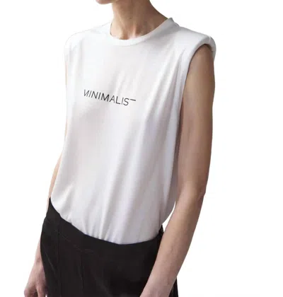 Minimalist Inessa Luxe Logo Shoulder Pad Tee In White