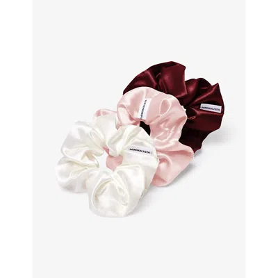 Minimalista The Hya Large Mulberry-silk Scrunchie Pack Of Three In White