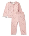 Minimoi 2 Piece Baby And Toddler Reversible 100% Cotton Pointelle Snap-up Top And Pants Set In Pink
