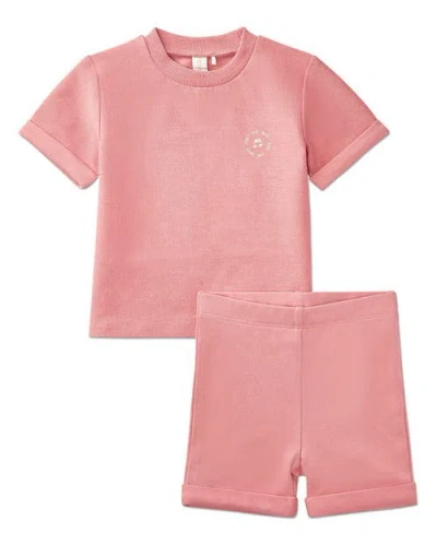 Minimoi Kids'  2 Piece Baby And Toddler Stretch Cotton Tee And Shorts Set In Pink
