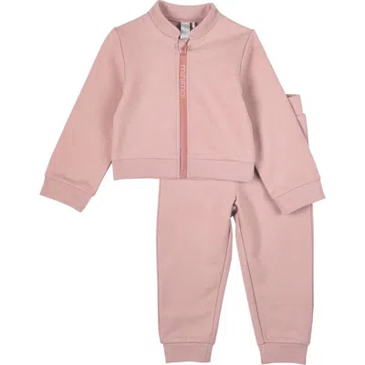 Minimoi Babies'  2 Piece Kids Cotton Rich Full Zip Jacket And Pants Set In Pink