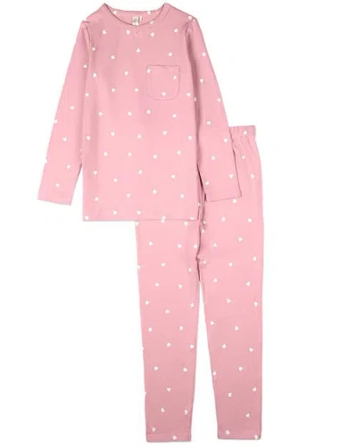 Minimoi Kids'  2 Piece Kind Hearts Blend Pull-on Pajama Set In Pink
