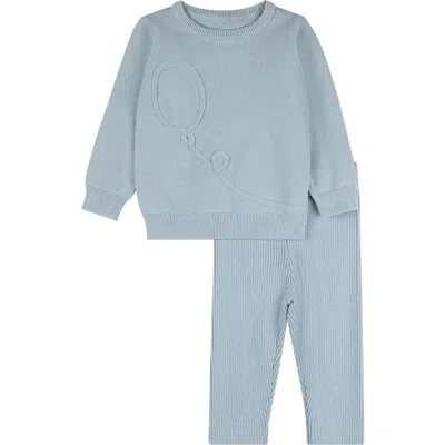 Minimoi Kids'  2 Piece Knit Set With Balloon Accent In Blue