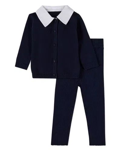 Minimoi Kids'  2 Piece Pop Collar Play Set In Navy-white