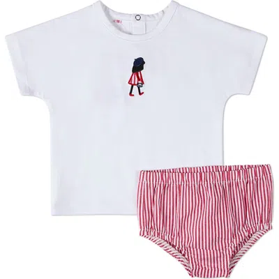 Minimoi Kids'  2 Piece Purse Embroidered Bloomer Set (toddler) In White
