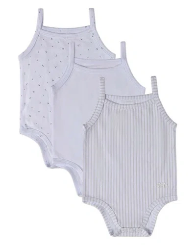 Minimoi Kids'  3 Pack Baby Petite Leaves, Stripes, Solid Bodysuit In Multi