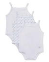 Minimoi Kids'  3 Pair Cotton Ribbed And Dot Pattern Bodysuits In White