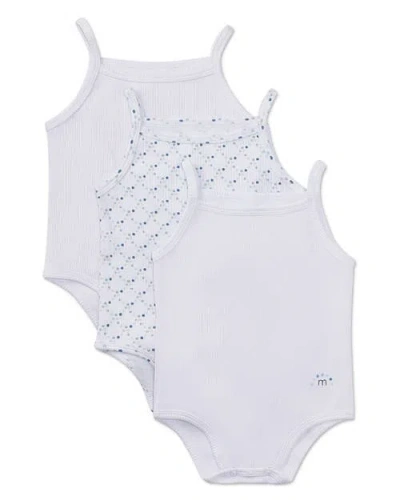 Minimoi Kids'  3 Pair Cotton Ribbed And Dot Pattern Bodysuits In White