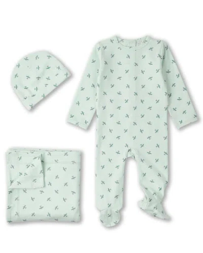 Minimoi Kids'  3 Piece Baby "aviation" Cotton Rich Footie Set In Blue