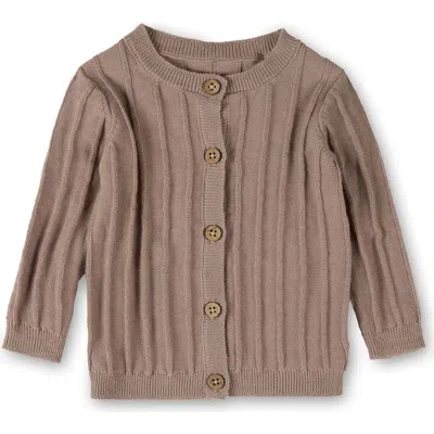 Minimoi Kids'  3d Knit Ribbed Long-sleeve Cardigan In Almond