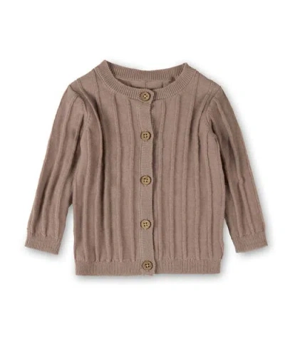 Minimoi Kids'  3d Knit Ribbed Long-sleeve Cardigan In Almond