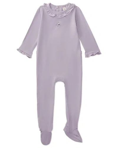 Minimoi Kids'  Baby And Toddler Girls Modal-blend Ruffle-trim Footie In Purple