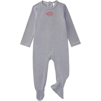 Minimoi Kids'  Baby And Toddler Stretchy Mini-striped Cotton-rich Footie In Blue