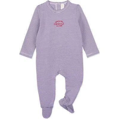 Minimoi Kids'  Baby And Toddler Stretchy Mini-striped Cotton-rich Footie In Purple