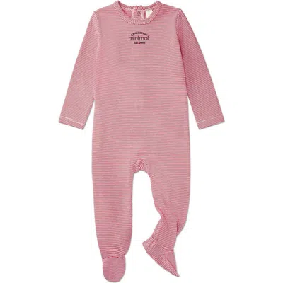 Minimoi Kids'  Baby And Toddler Stretchy Mini-striped Cotton-rich Footie In Red