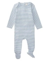 Minimoi Baby And Toddler Striped Cotton/modal Shoulder-flap Footie In Blue