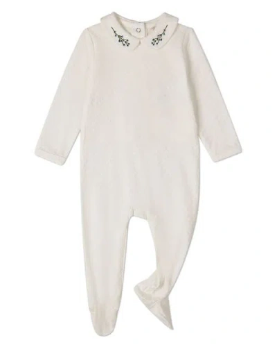 Minimoi Kids'  Baby Blue Buds Sweetest Bloom Footie In White