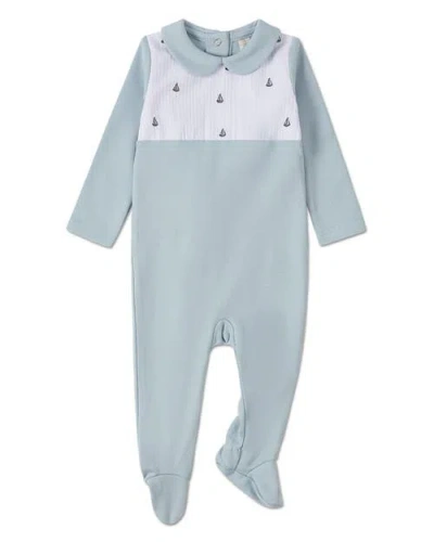 Minimoi Kids'  Baby Boys  Pintuck Cotton Footie In Blue