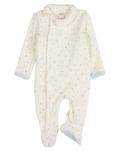 Minimoi Kids'  Baby Boys Snap Front Velour Footie In White