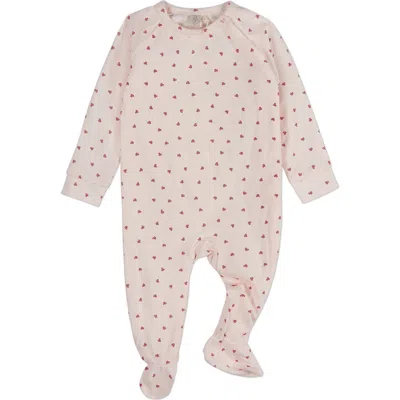 Minimoi Kids'  Baby Clover-print Hidden Zip Footie In Pink