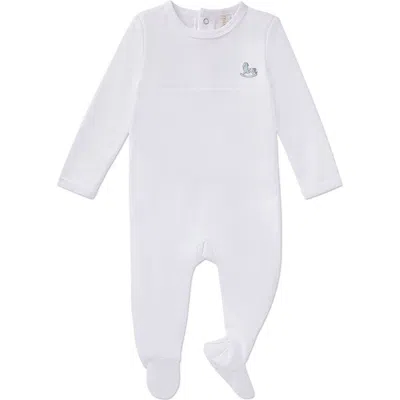 Minimoi Kids'  Baby  Embroidered Pima Cotton Footie In White