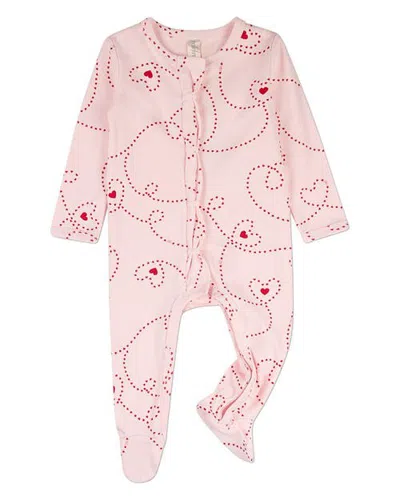 Minimoi Kids'  Baby Entangled Hearts Front-snap Footie In Barely Pink