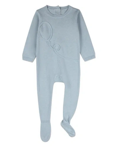 Minimoi Kids'  Baby Footie With Tonal Knit Bow In Blue