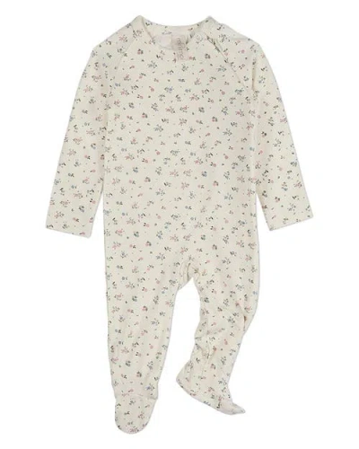 Minimoi Kids'  Baby Girls Silky-soft Allover Floral Printed Footie In White