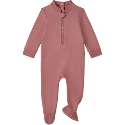 Minimoi Kids'  Baby Half Zip Stretch Cotton Blend Footie In Pink