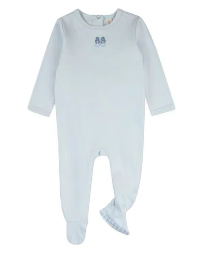 Minimoi Kids'  Baby Houndstooth Cotton Footie In Blue Frost