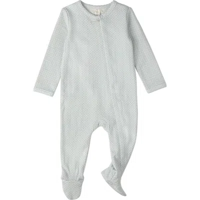 Minimoi Kids'  Baby Knit Zippered Footie With All-over Abstract Pattern In Blue