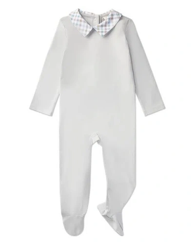 Minimoi Kids'  Baby Plaid-collar Cotton Rich Footie In White