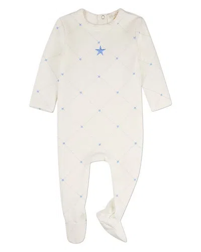 Minimoi Kids'  Baby Rosettes And Stitching Footie In Blue
