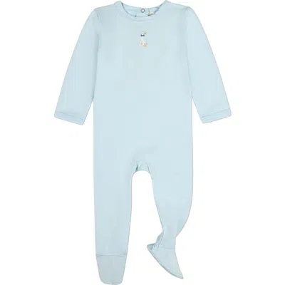 Minimoi Kids'  Baby Sitting Goose Embroidered Footie In Baby Blue