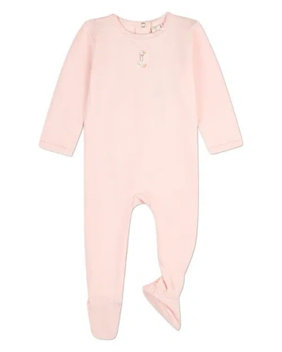 Minimoi Kids'  Baby Sitting Goose Embroidered Footie In Pink