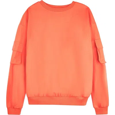 Minimoi Cargo Sleeve Long Sleeve (big Kid) In Coral