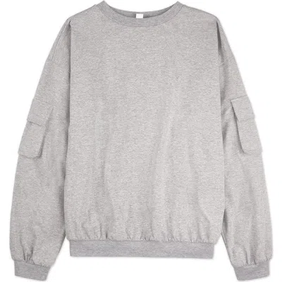 Minimoi Cargo Sleeve Long Sleeve (big Kid) In Gray Heather