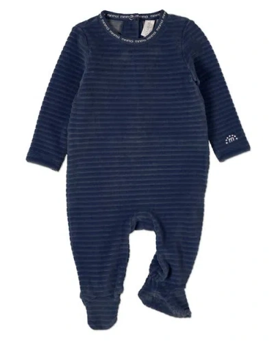 Minimoi Kids'  Cotton-rich Drop-needle Footie In Blue