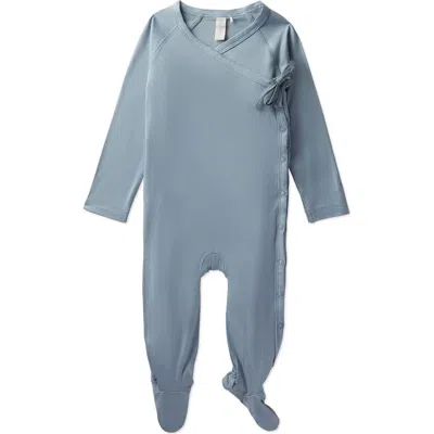 Minimoi Kids'  Crossover-neckline Stretch Modal Footie In Blue