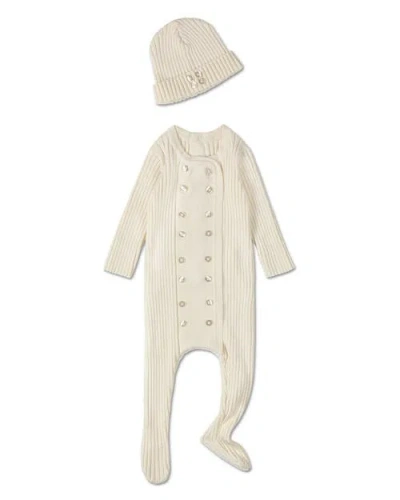 Minimoi Kids'  Double-breasted Sweater Rib Footie Set In Gray